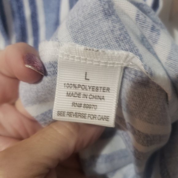 Blue and White striped Eden & Olivia split back Top - Picture 6 of 9